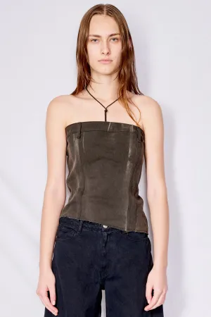 Grey Black Wash Denim Bandeau Top