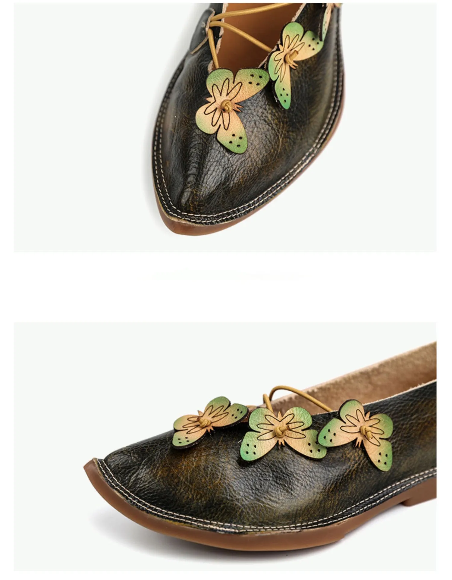 Handmade Soft Leather Oriental Flat Shoes