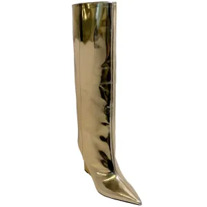 Jimmy Choo Gold Metallic Blake Wedge Boots