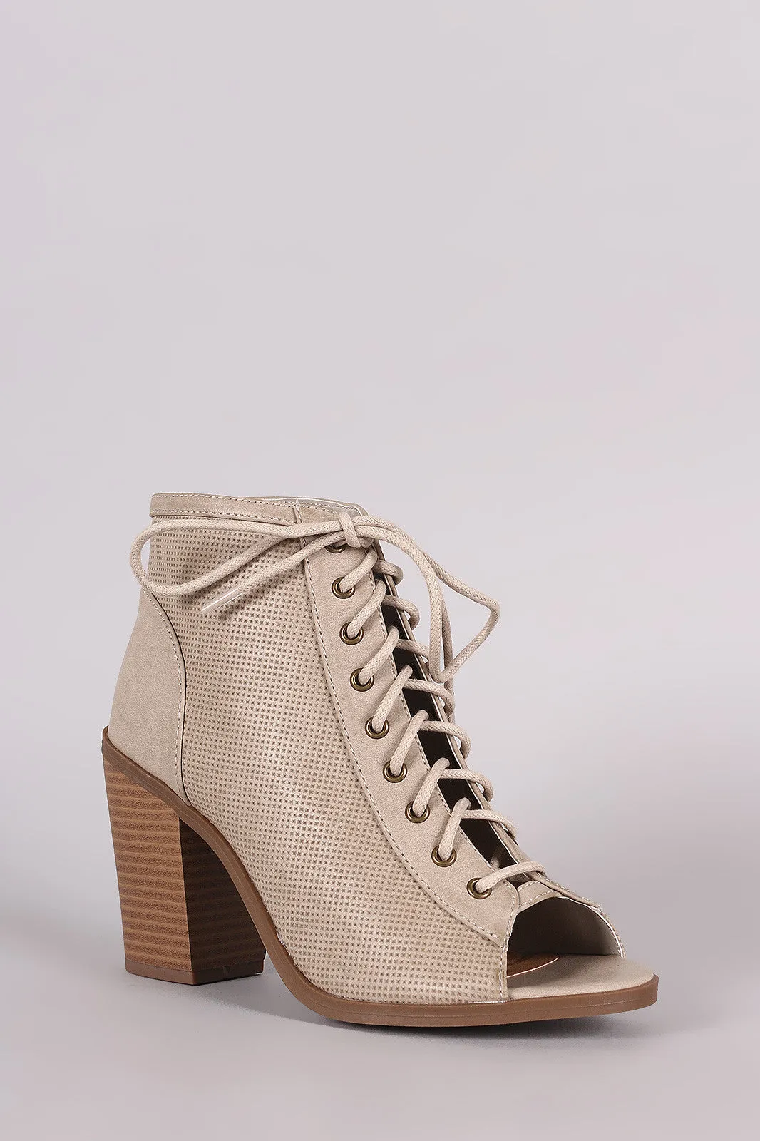 Klea - Symone - Soda Lace Up Peep Toe Booties