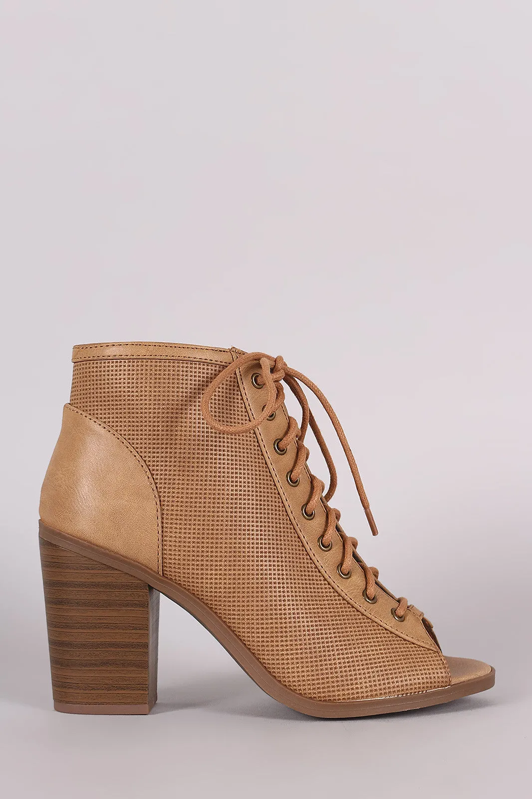 Klea - Symone - Soda Lace Up Peep Toe Booties