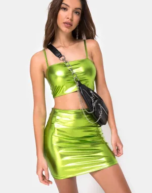 Kylie Top in Metallic Green