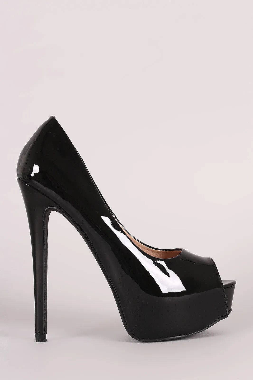 Liliana Peep Toe Patent Stiletto Platform Pump