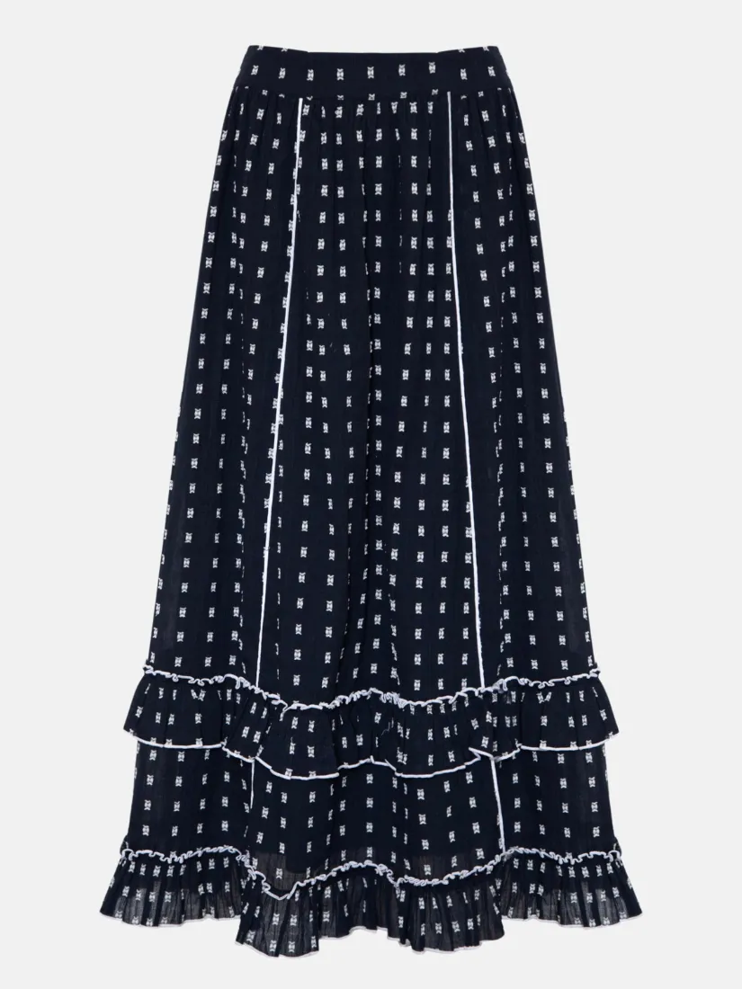 Loretta Skirt in Navy Polka