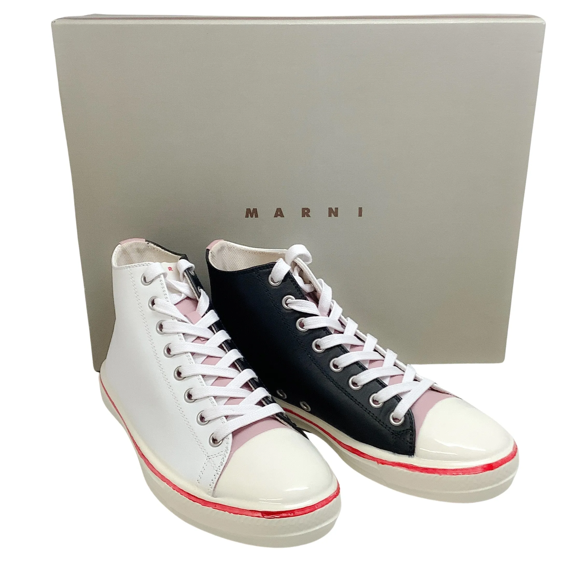 Marni White / Pink / Black Gooey High Top Sneakers