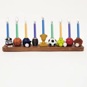 Menorah, "sports", Hand-painted Resin 12"x2", Color Box