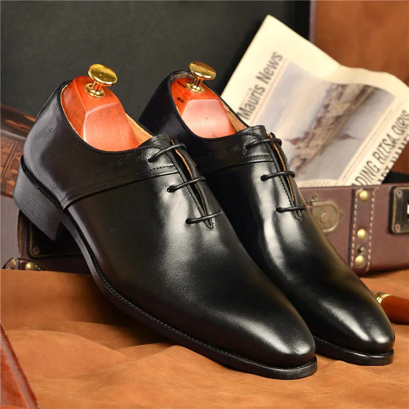 Men's Retro Classic Lace-up Vegan Leather Flat Shoes