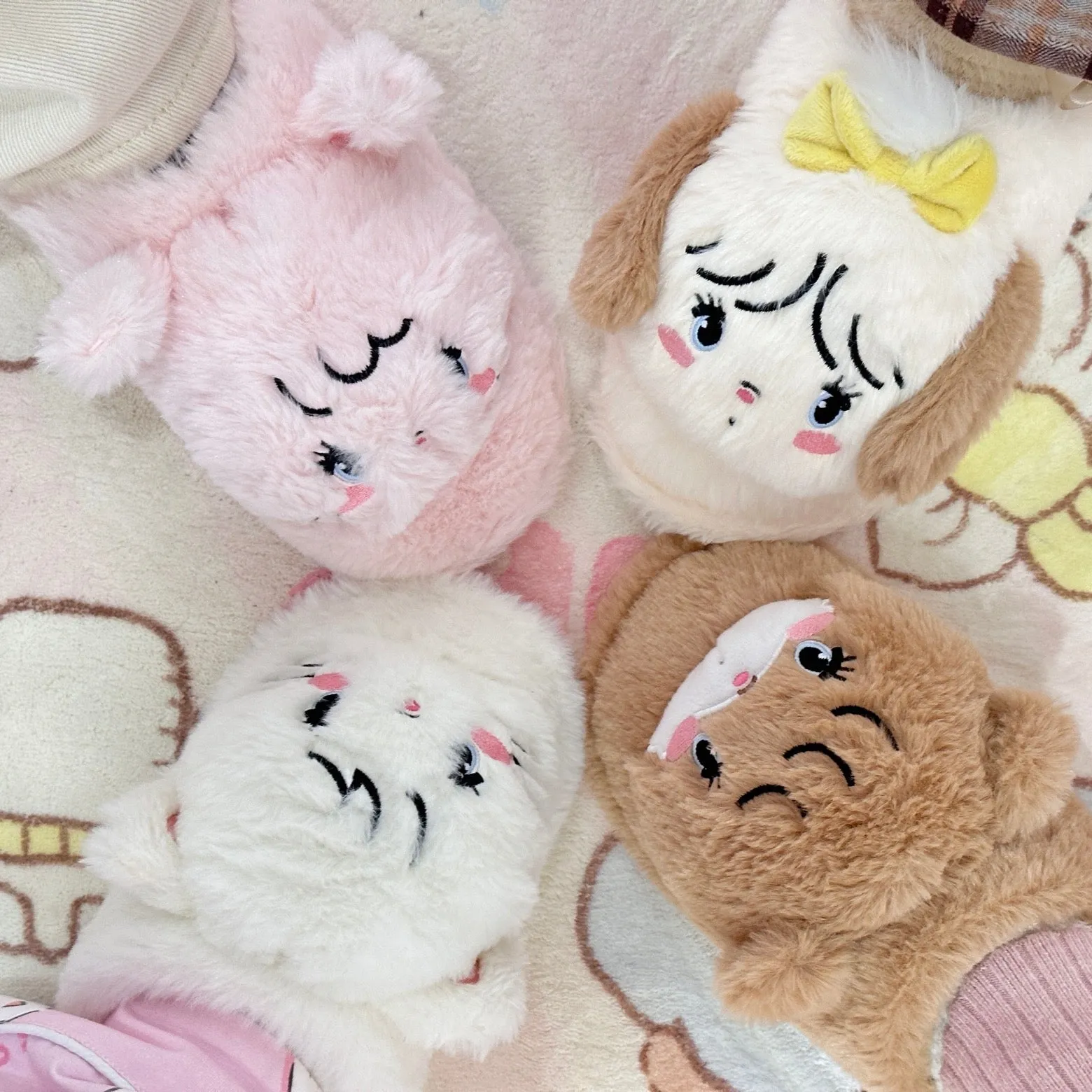 Mikko illustration Fluffy Big Head Fur Slippers Bear Latte Dog Souffie Kitten Mousse Rabbit Cammy