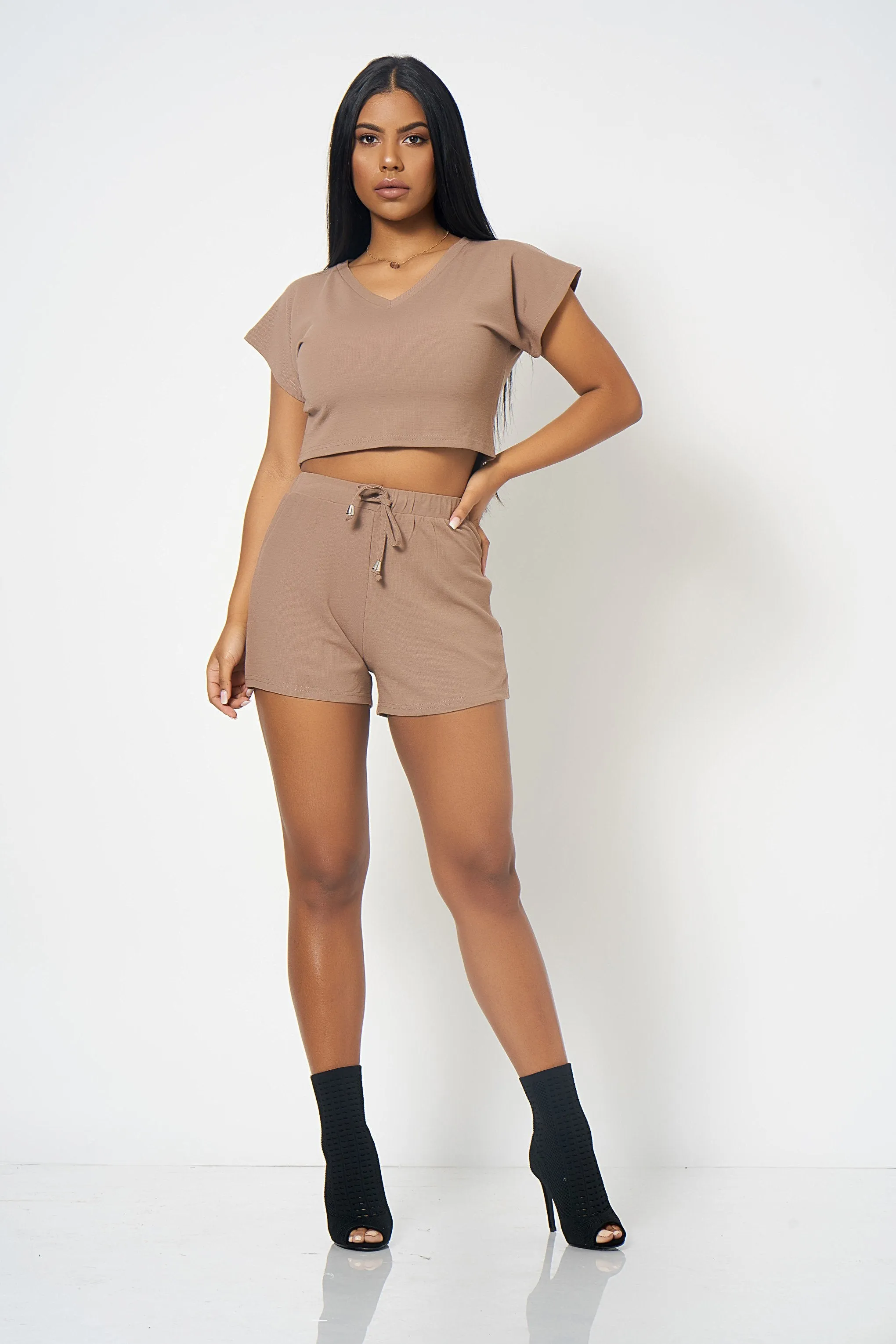 Mocha Cropped Lounge Playsuit