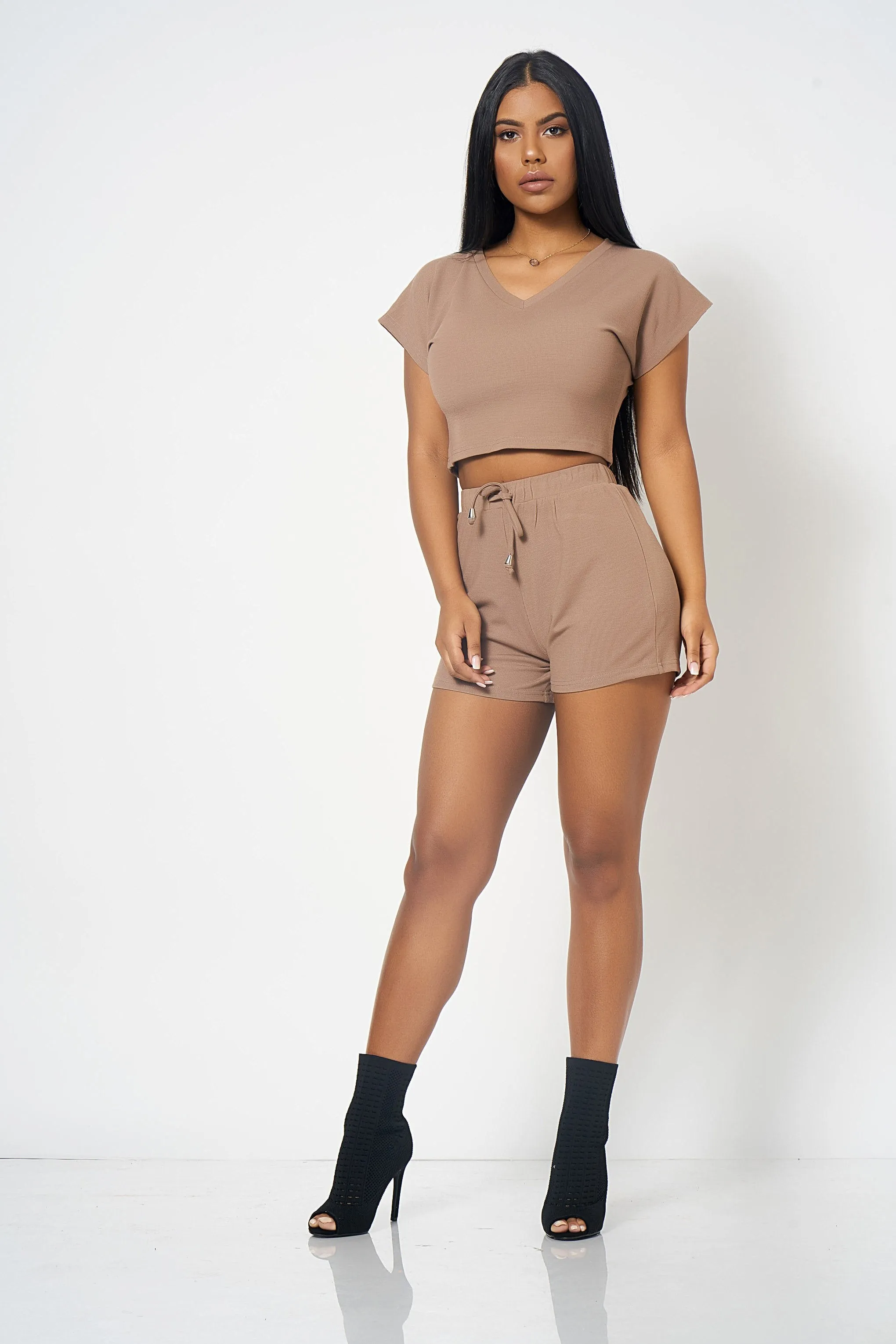 Mocha Cropped Lounge Playsuit