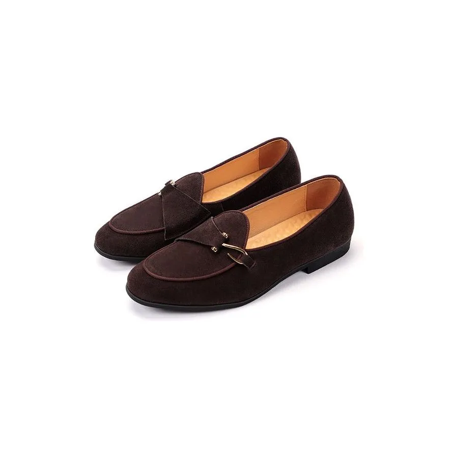 Modish Brogue Style Slip-On Dress Shoes