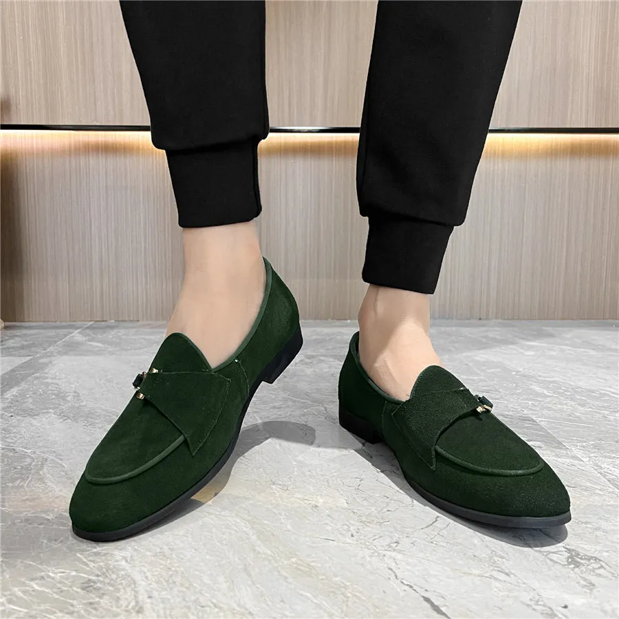 Modish Brogue Style Slip-On Dress Shoes