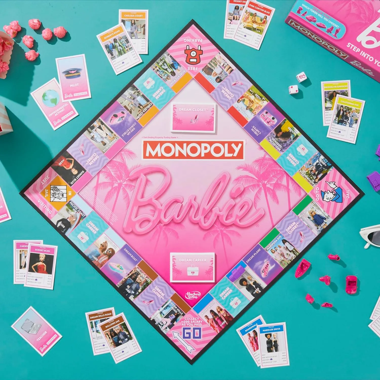 Monopoly Barbie Edition 2-6 Players Fun Family Board Game for Kids and Adults Ages 8 