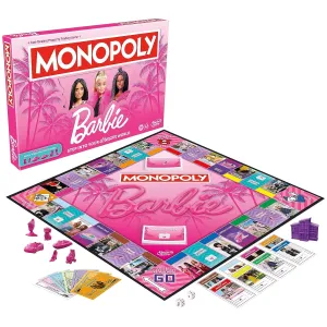 Monopoly Barbie Edition 2-6 Players Fun Family Board Game for Kids and Adults Ages 8 