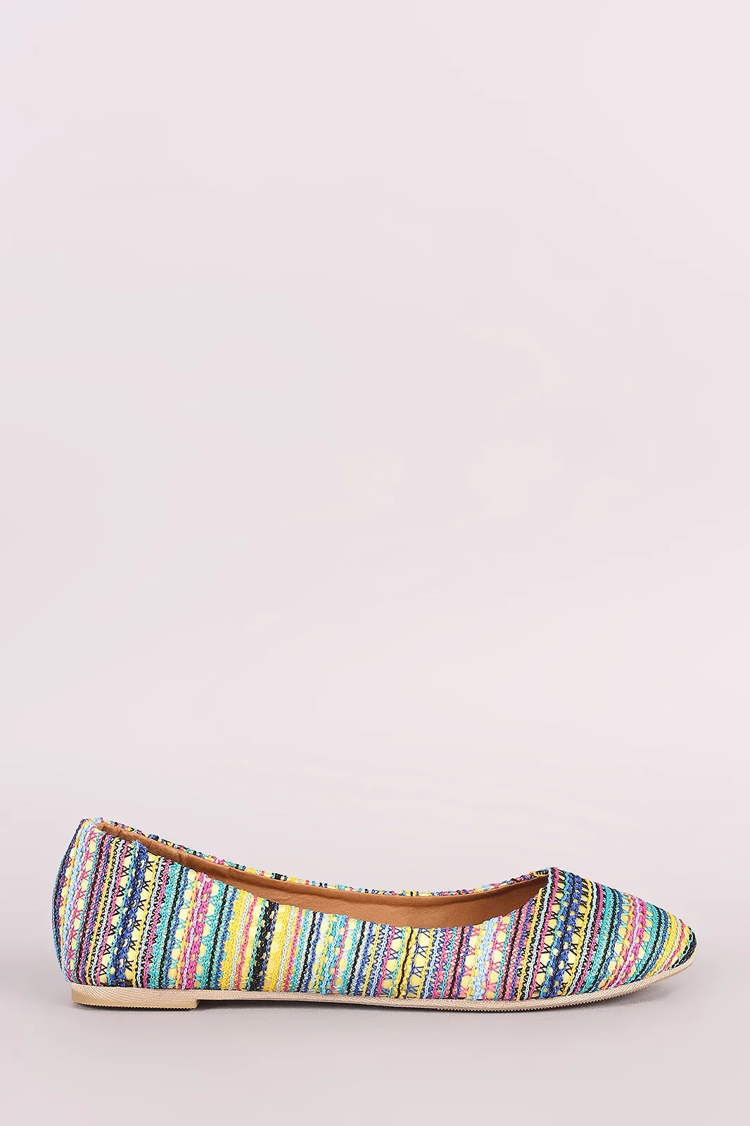 Multicolor Tribal Lace Round Toe Ballet Flat