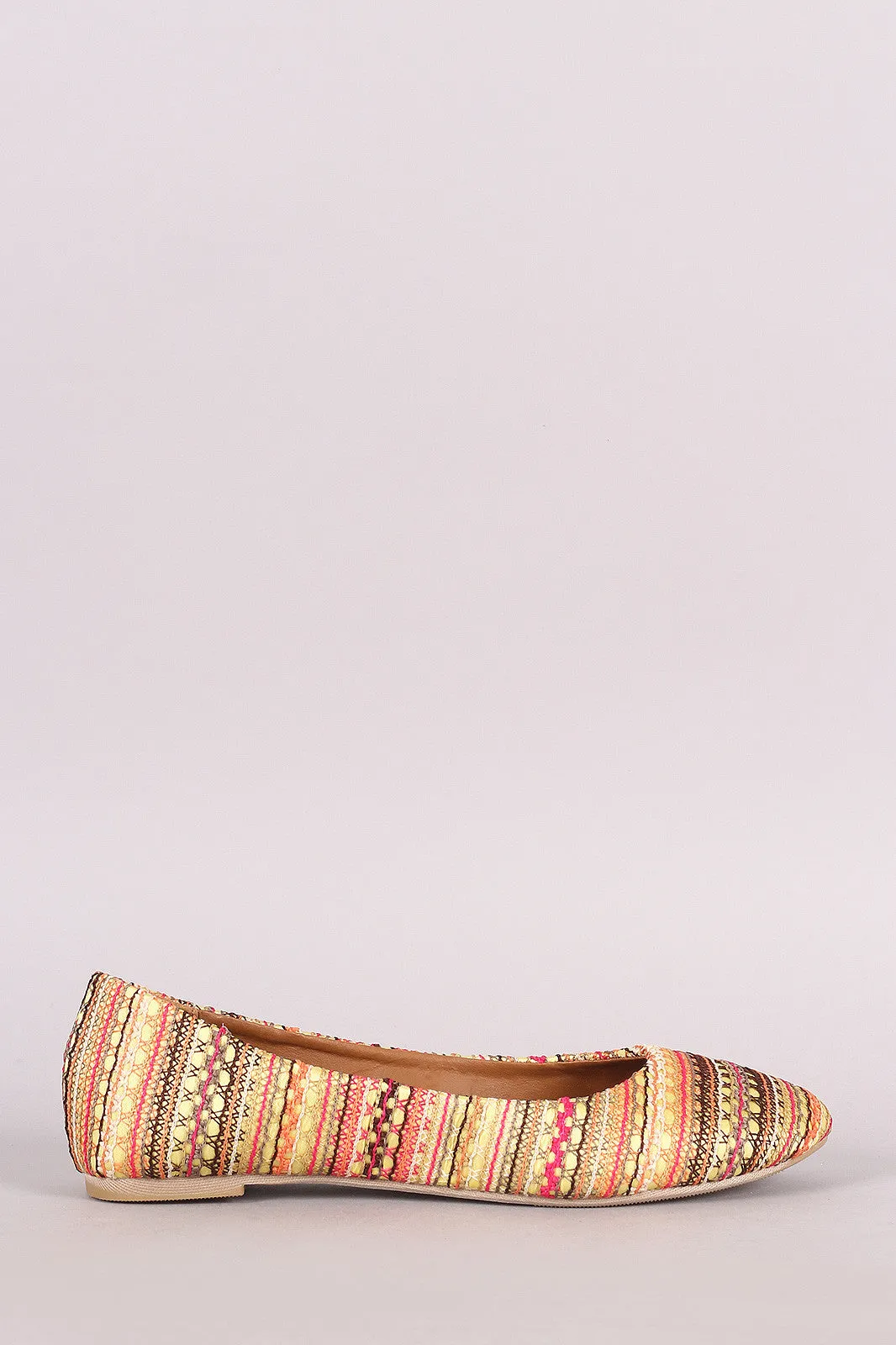 Multicolor Tribal Lace Round Toe Ballet Flat