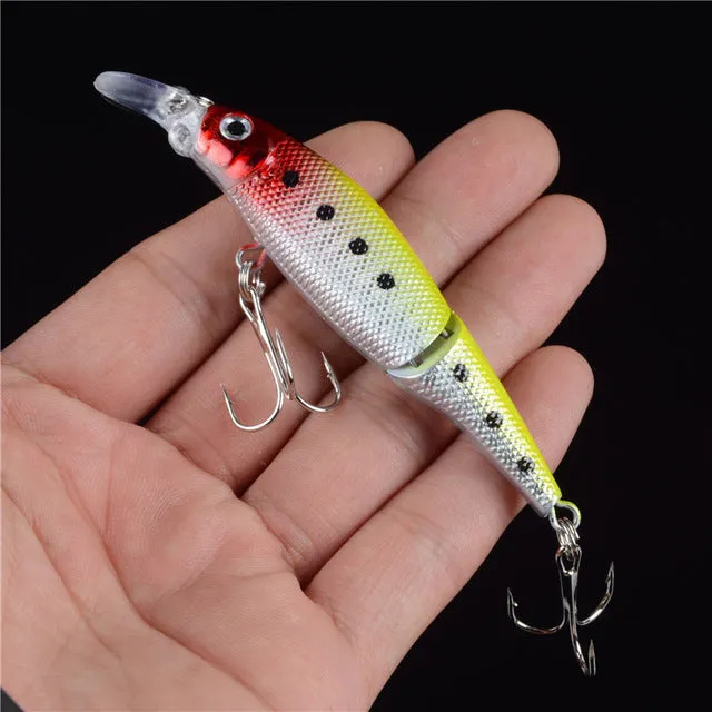 New 1pcs 2 Sections Fishing Minnow Lure Artificial Bait Treble Hooks Crankbait Fishing Tackle