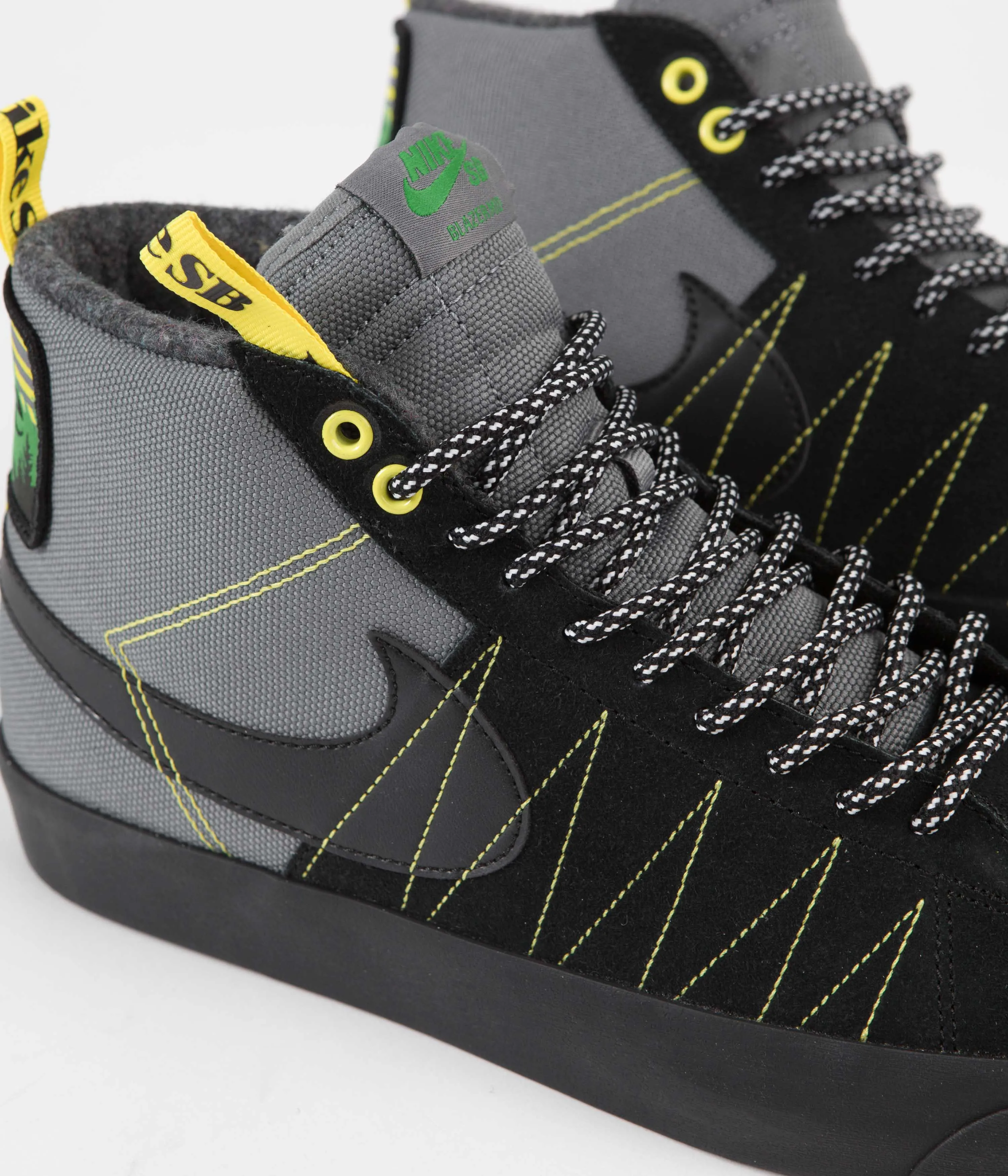 Nike SB Blazer Mid Premium Shoes - Cool Grey / Black - White - Yellow Strike