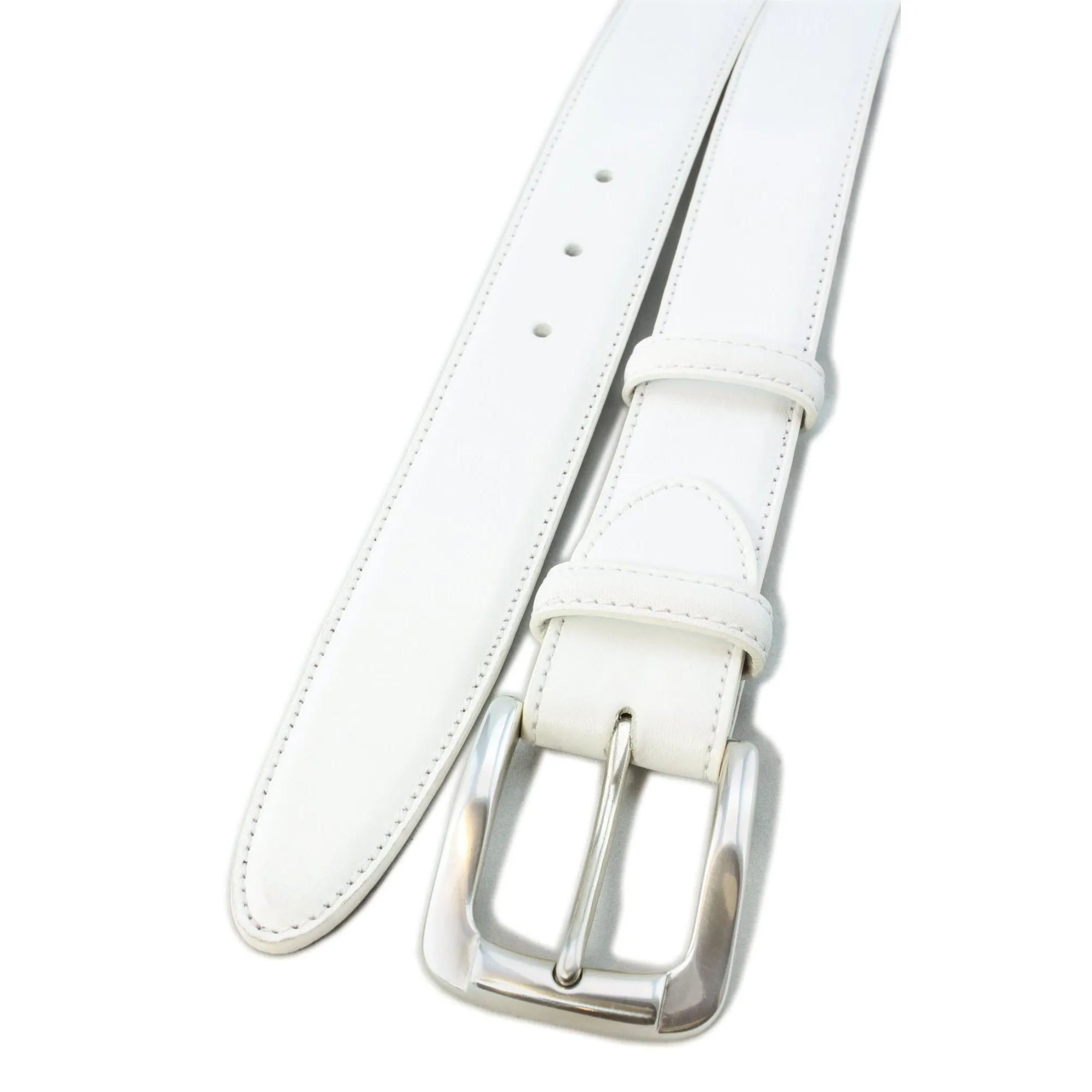 Optic white box calf belt