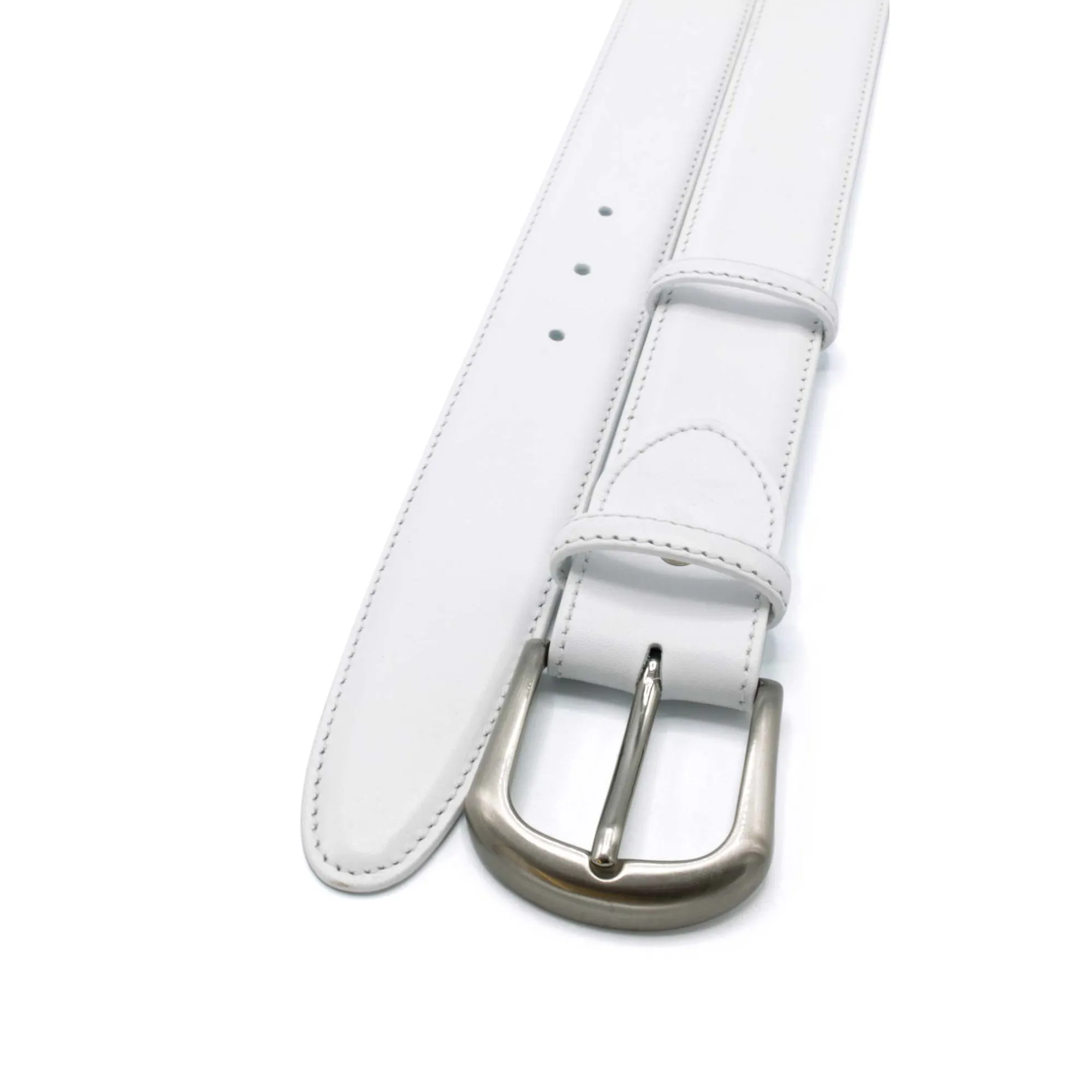 Optic White Napa Leather Belt