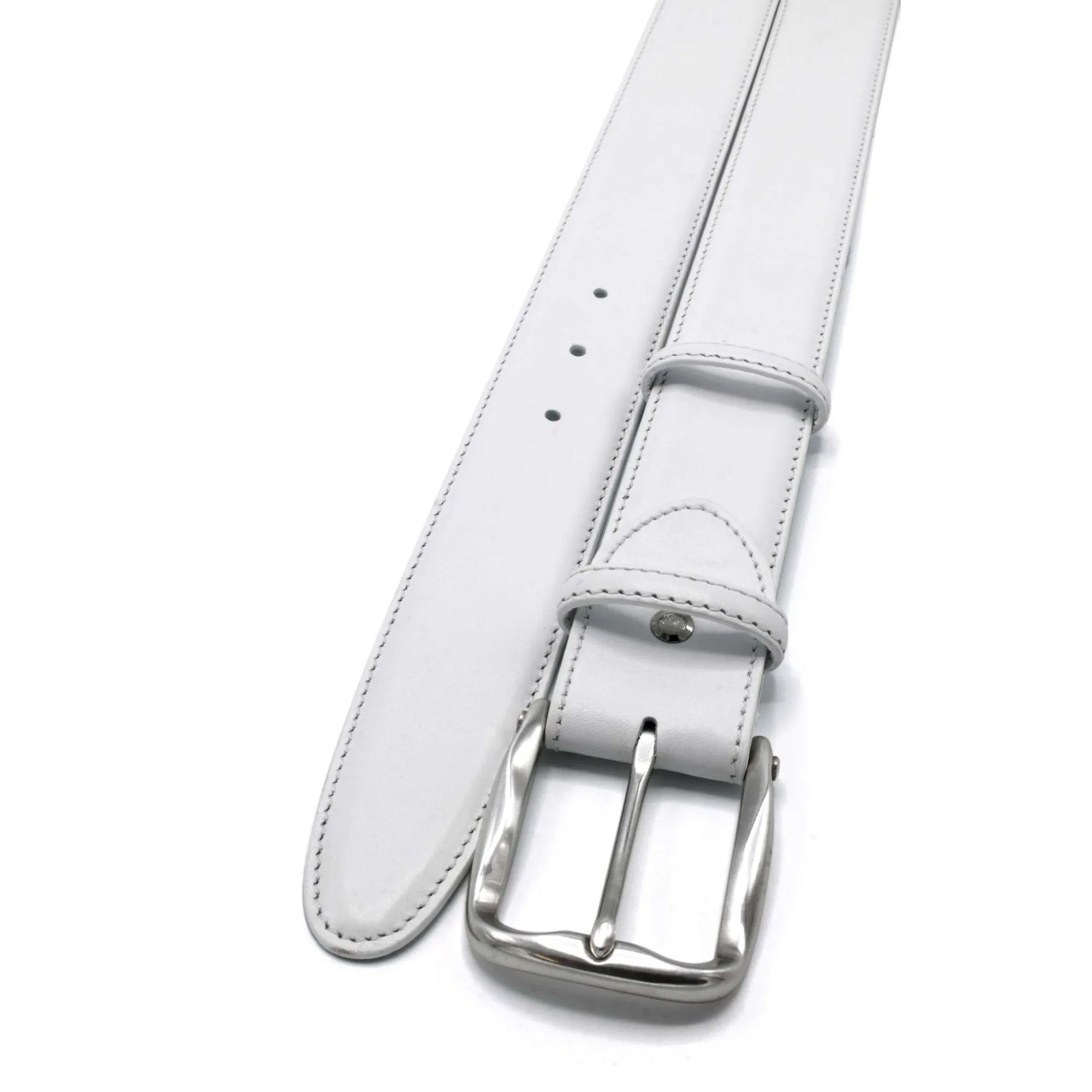 Optic White Napa Leather Scallop Belt