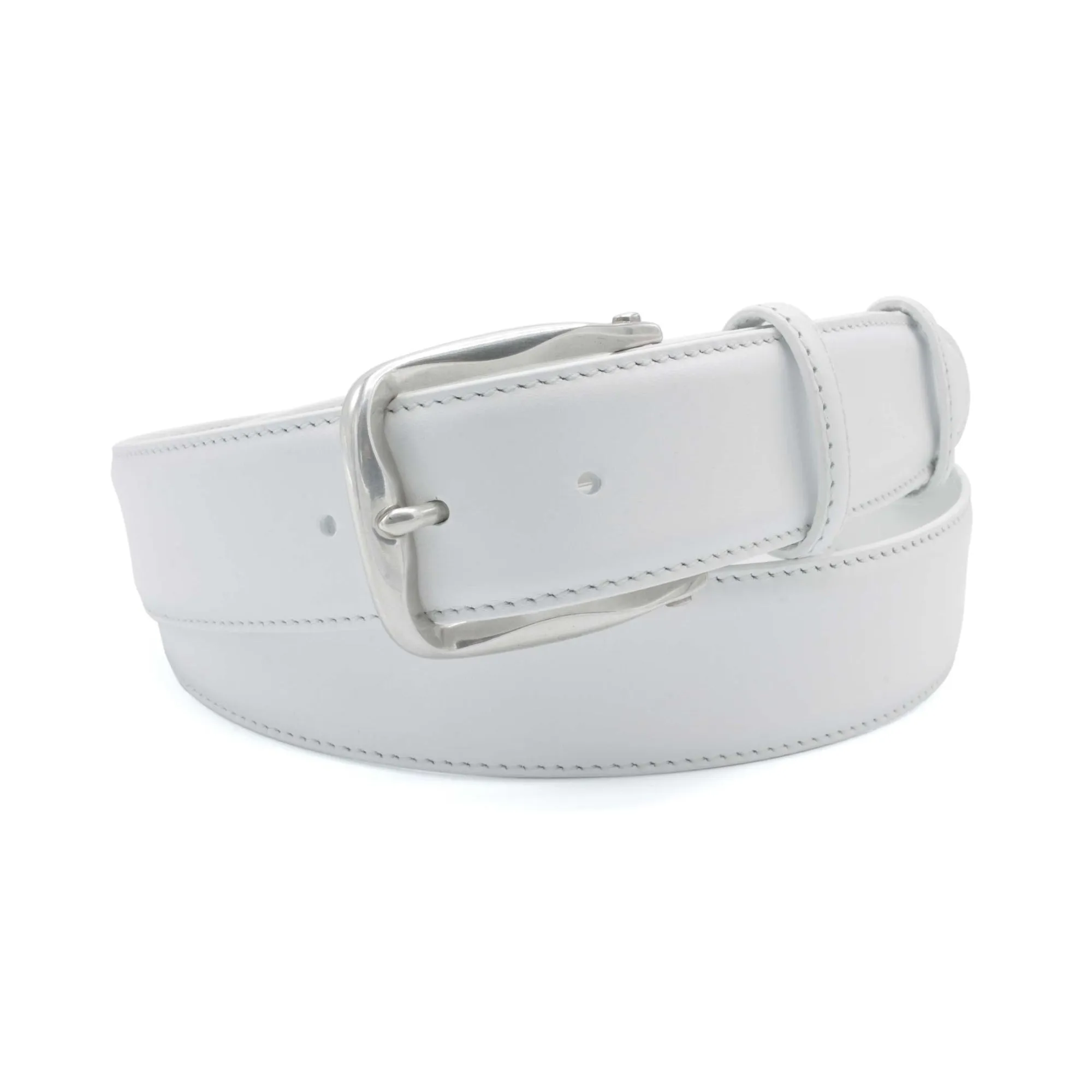 Optic White Napa Leather Scallop Belt