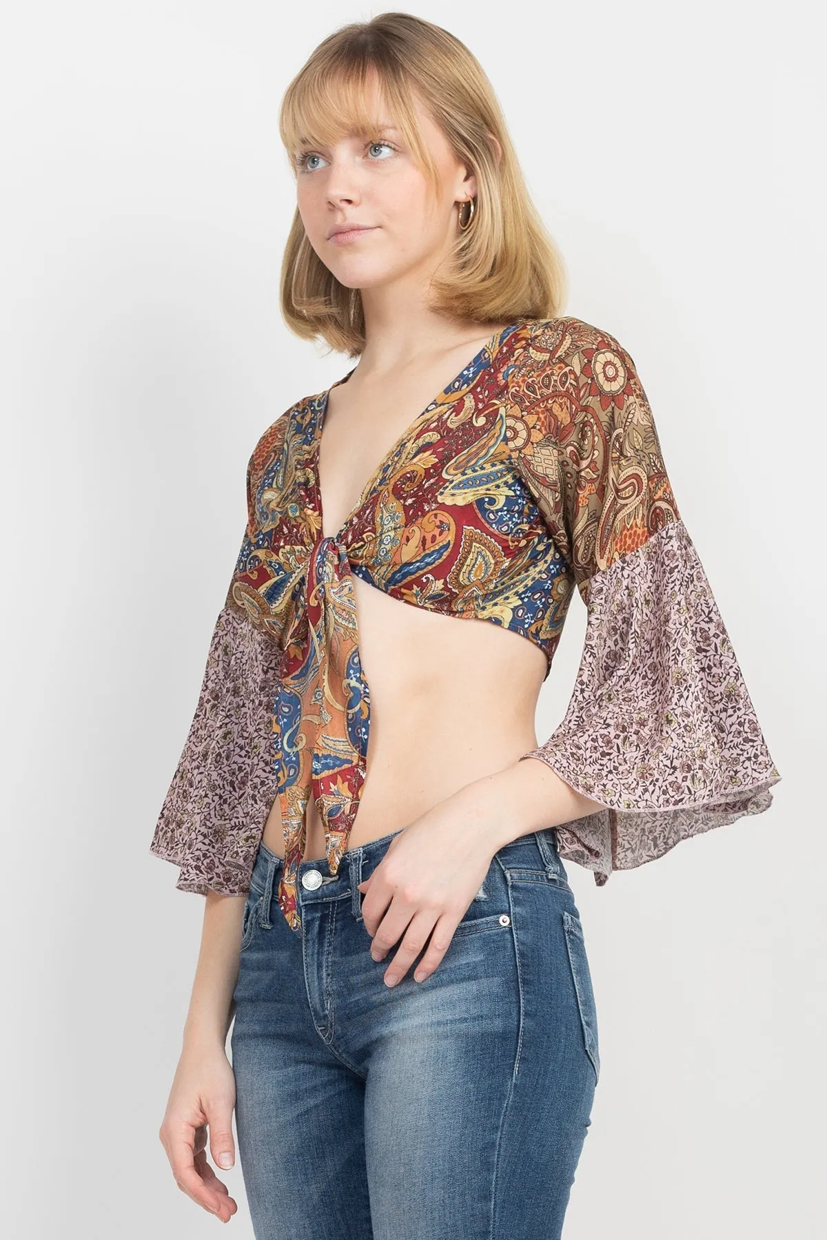 Patchwork Tie Crop Top