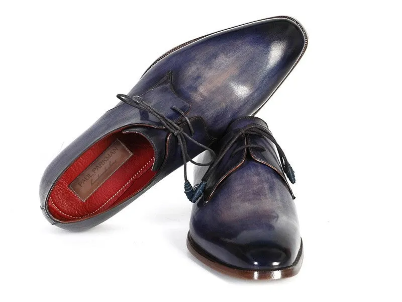 Paul Parkman Men's Blue & Navy Hand-Painted Derby Shoes