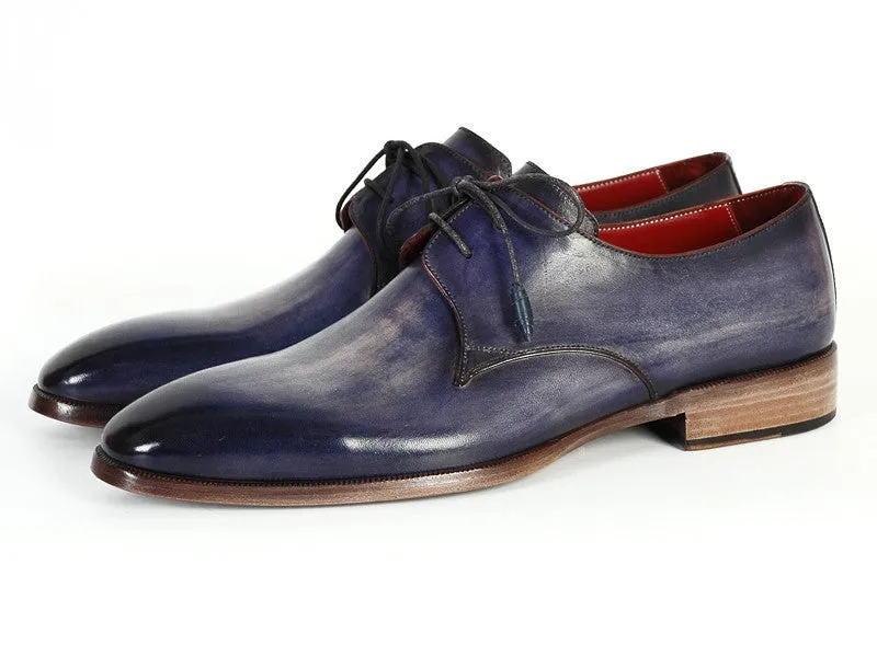 Paul Parkman Men's Blue & Navy Hand-Painted Derby Shoes