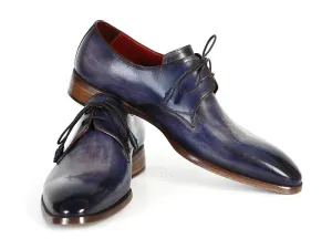 Paul Parkman Men's Blue & Navy Hand-Painted Derby Shoes