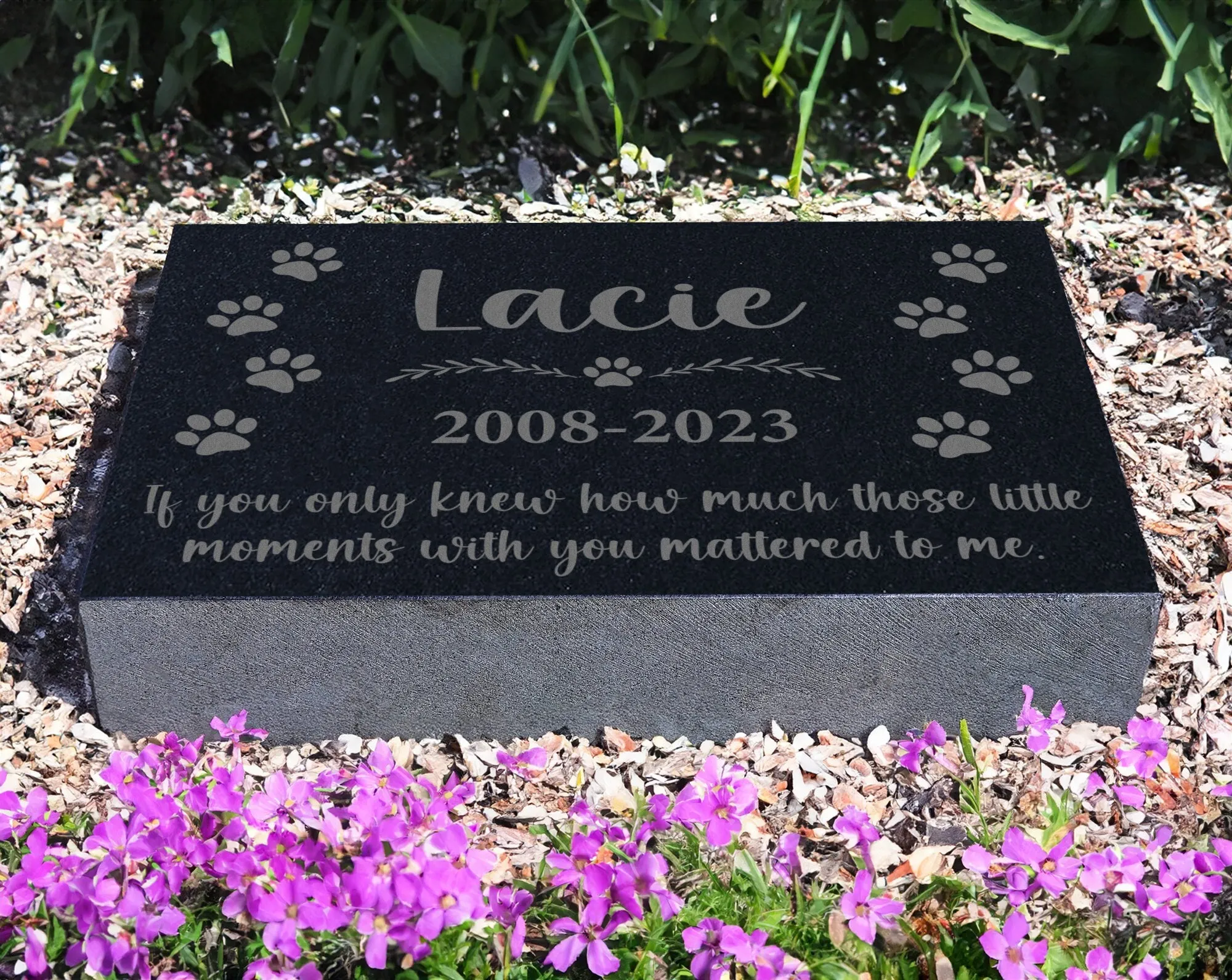 Personalized Pet Memorial Stone w/ Wreath: Custom Engraved Granite Dog Cat Sympathy Gifts, Pet Face, Portrait Plaque for Grave, Remembrance