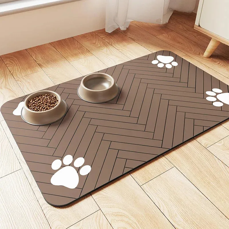 Pet Feeding Mat - Absorbent Quick-Dry Placemat for Dog and Cat Food & Water Bowls with Waterproof Rubber Backing