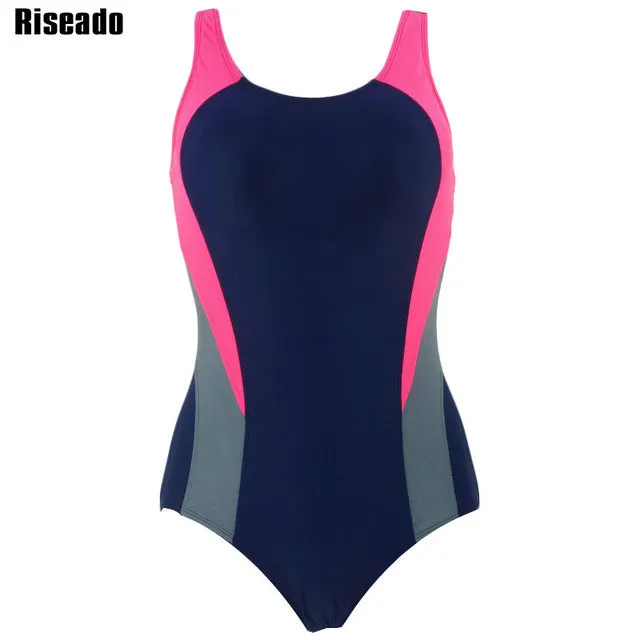 Riseado 2017 One Piece Swimsuit Swimwear Women Sports Backless Bodysuits Women's Swimsuits Splice Bathing Suits