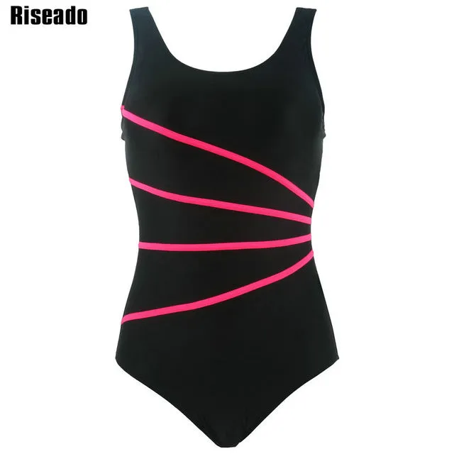 Riseado 2017 One Piece Swimsuit Swimwear Women Sports Backless Bodysuits Women's Swimsuits Splice Bathing Suits