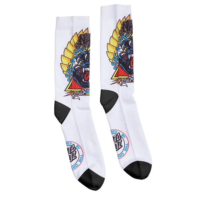 Santa Cruz (White) Natas Screaming Panther Mens Socks