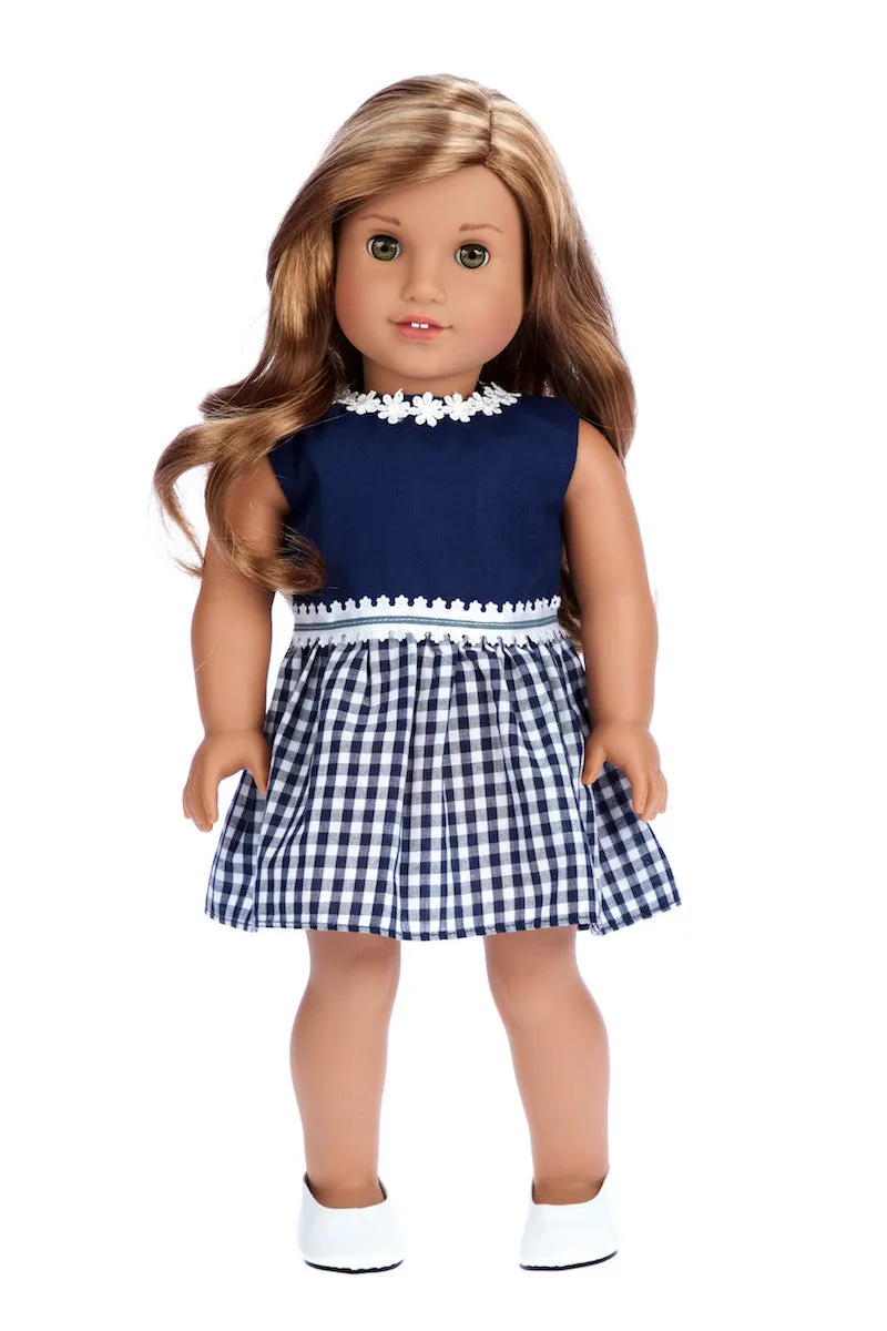 Saturday Afternoon - Clothes for 18 inch Doll - Navy Blue Dress (Shoes sold separately)