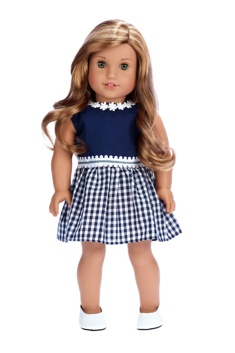 Saturday Afternoon - Clothes for 18 inch Doll - Navy Blue Dress (Shoes sold separately)