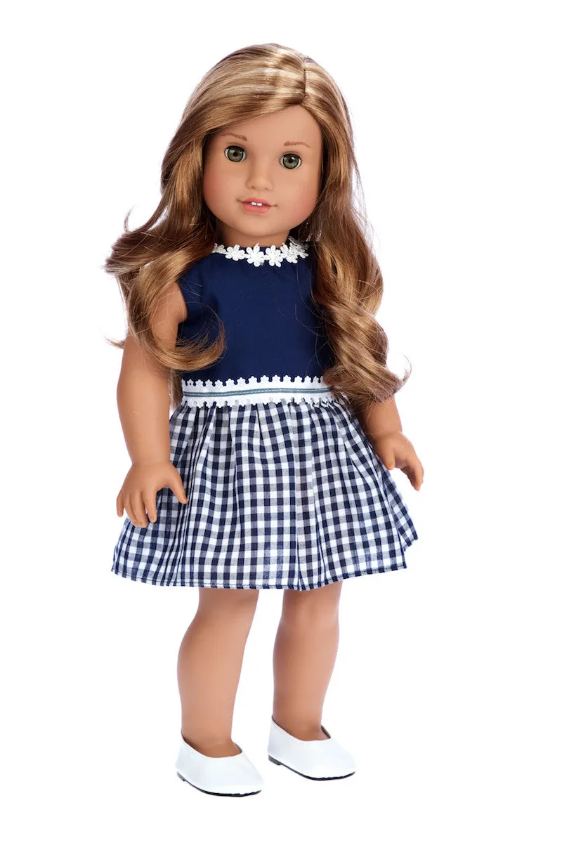 Saturday Afternoon - Clothes for 18 inch Doll - Navy Blue Dress (Shoes sold separately)