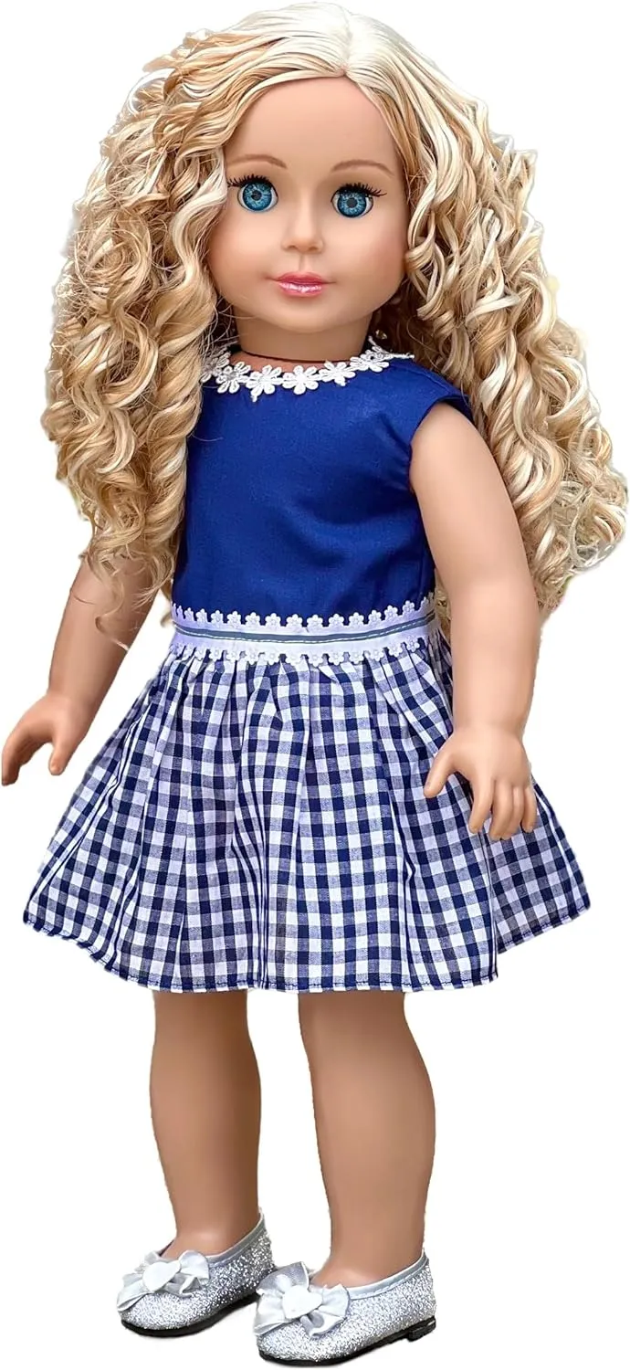 Saturday Afternoon - Clothes for 18 inch Doll - Navy Blue Dress (Shoes sold separately)