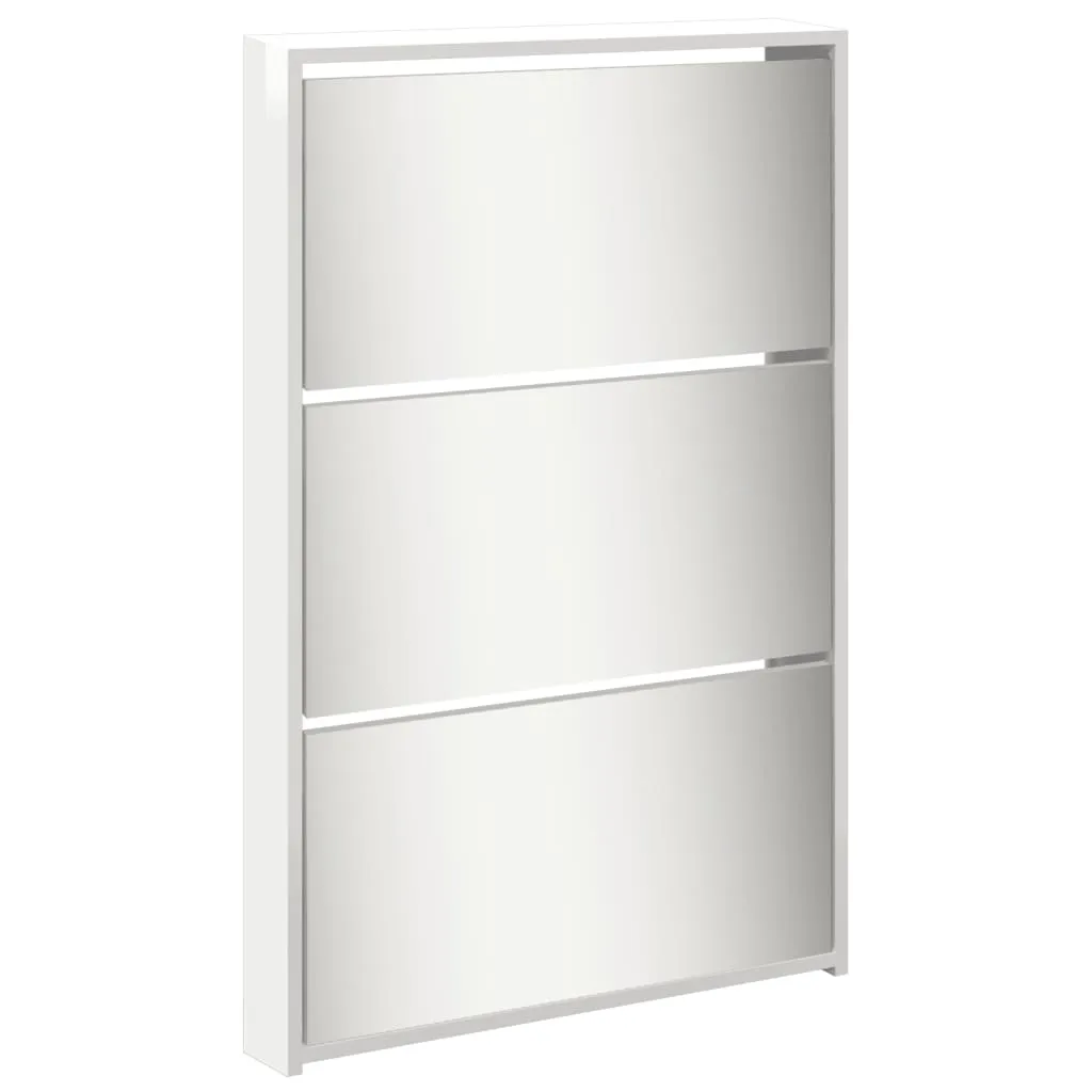 Shoe Cabinet with Mirror 5-Layer High Gloss White 63x17x169.5 cm