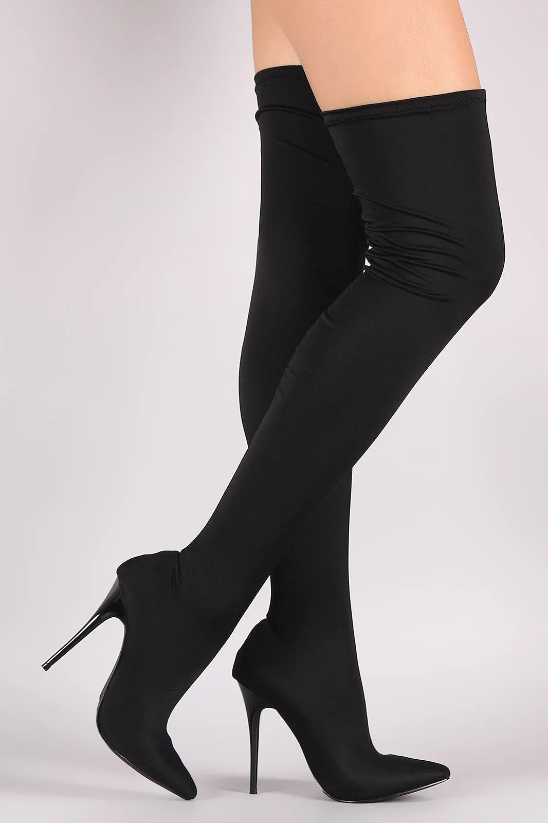 Shoe Republic LA Fitted Elastane Stiletto OTK Boots