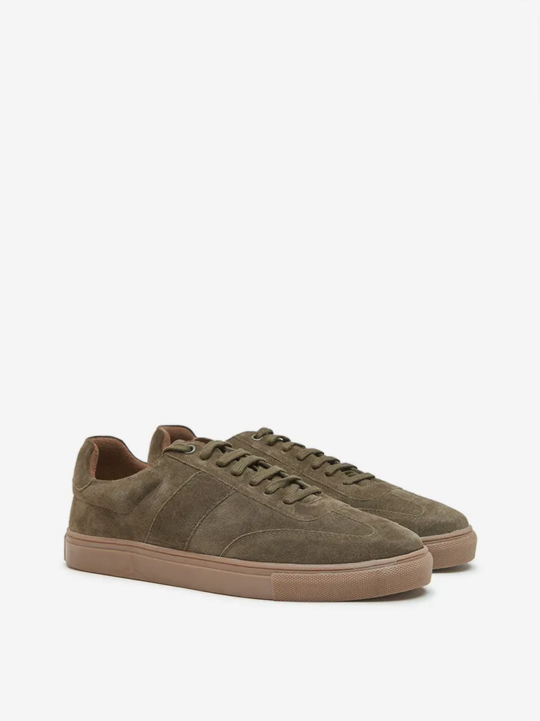 SOLEPLAY Olive Suede-Finish Lace-Up Sneakers