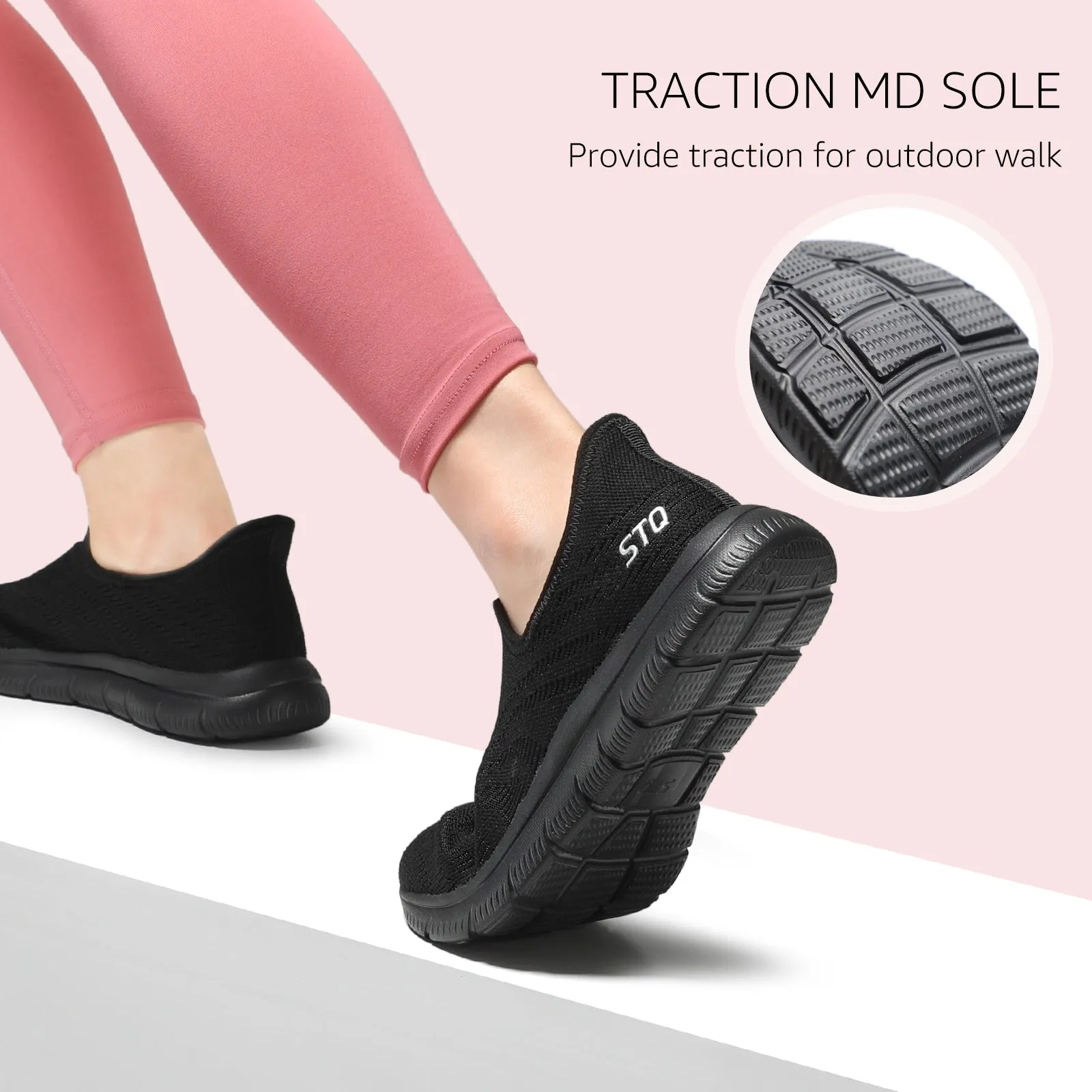 STQ Slip on Sneakers Women Walking Shoes Orthopedic Tennis Arch Support Orthopedic Maternity Elderly Plantar Fasciitis Standing Comfort Workout Travelling