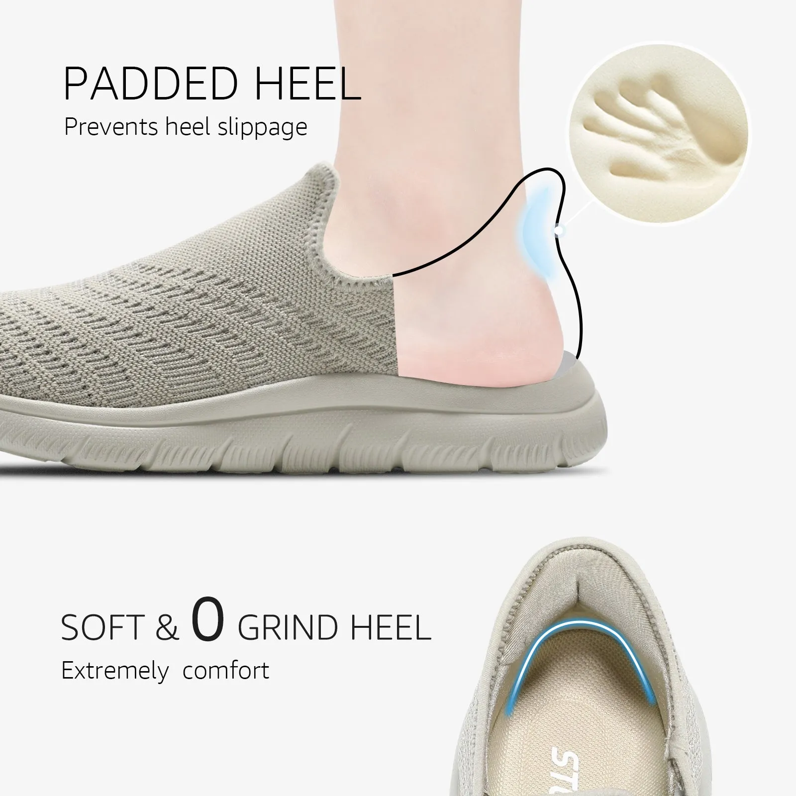 STQ Slip on Sneakers Women Walking Shoes Orthopedic Tennis Arch Support Orthopedic Maternity Elderly Plantar Fasciitis Standing Comfort Workout Travelling