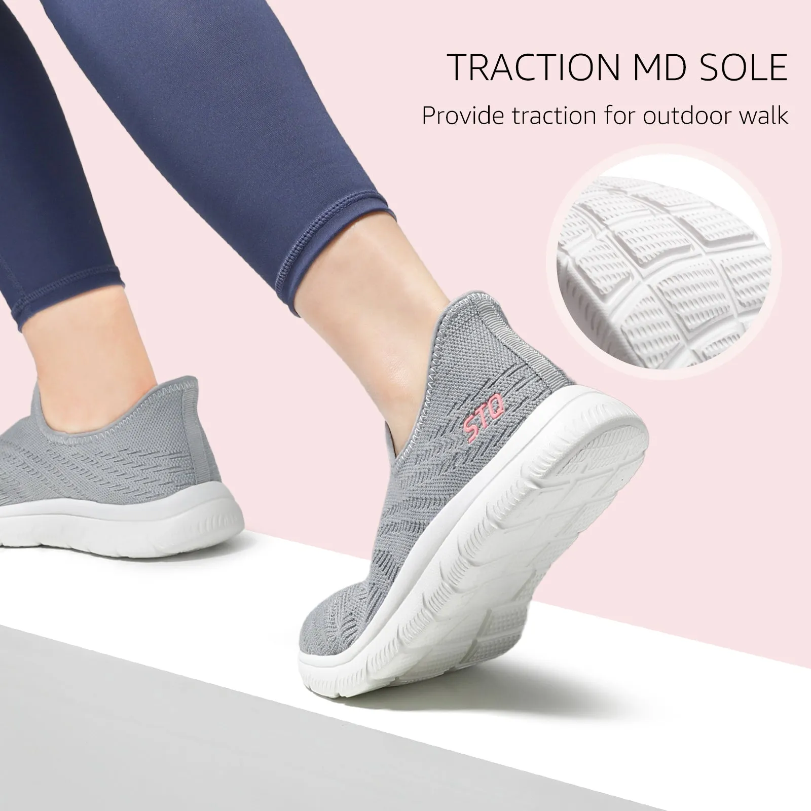 STQ Slip on Sneakers Women Walking Shoes Orthopedic Tennis Arch Support Orthopedic Maternity Elderly Plantar Fasciitis Standing Comfort Workout Travelling