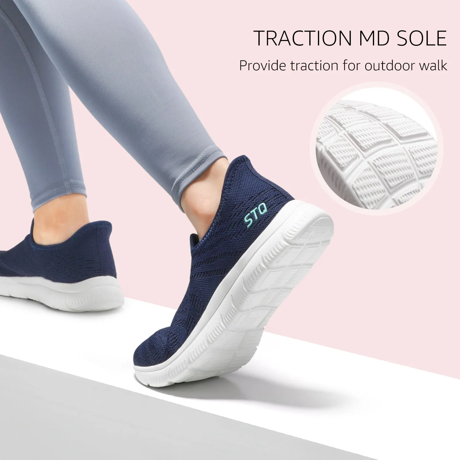 STQ Slip on Sneakers Women Walking Shoes Orthopedic Tennis Arch Support Orthopedic Maternity Elderly Plantar Fasciitis Standing Comfort Workout Travelling