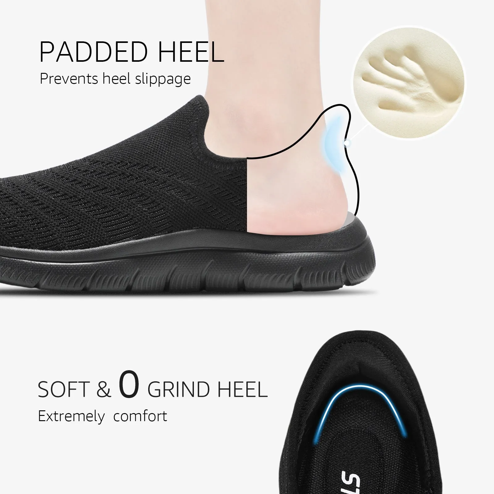 STQ Slip on Sneakers Women Walking Shoes Orthopedic Tennis Arch Support Orthopedic Maternity Elderly Plantar Fasciitis Standing Comfort Workout Travelling