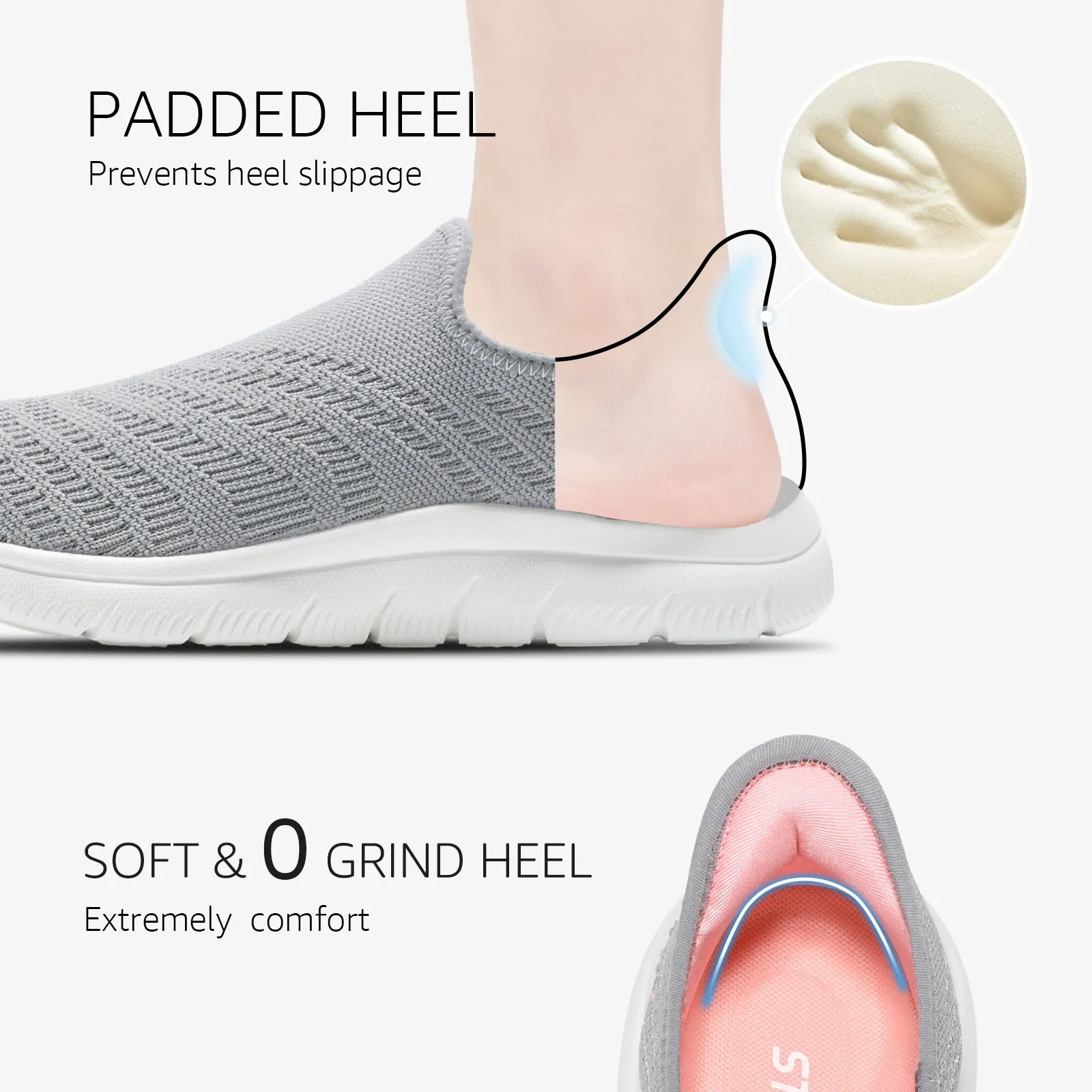 STQ Slip on Sneakers Women Walking Shoes Orthopedic Tennis Arch Support Orthopedic Maternity Elderly Plantar Fasciitis Standing Comfort Workout Travelling