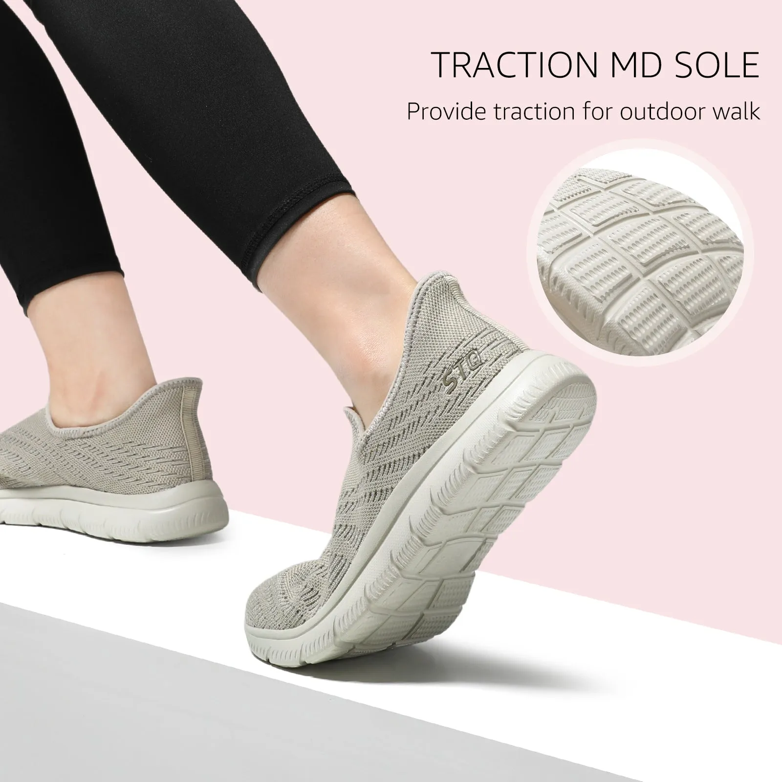 STQ Slip on Sneakers Women Walking Shoes Orthopedic Tennis Arch Support Orthopedic Maternity Elderly Plantar Fasciitis Standing Comfort Workout Travelling