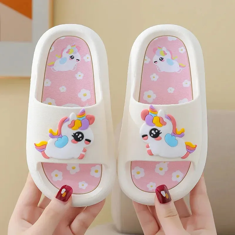 Summer Cartoon Children's Slippers Girl Unicorn Slipper Kids Cute Indoor Home Bathroom Shoes Boy Dinosaur Flip Flops Einhorn